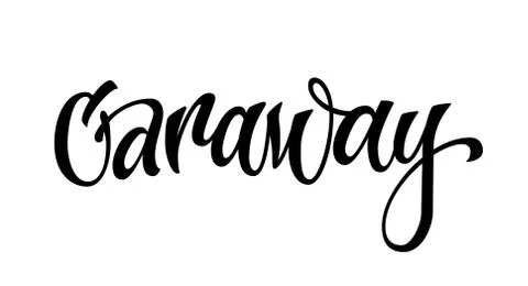 Caraway - vector hand drawn calligraphy style lettering word. Stock Illustration