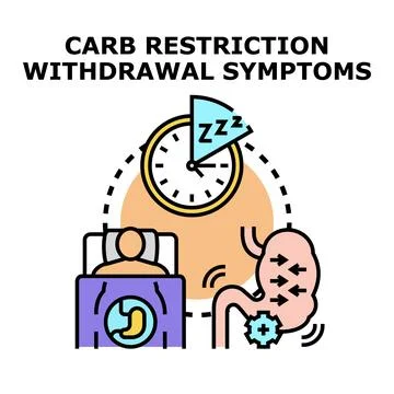 Carb restriction withdrawal symptoms causing sleep and digestive issues Stock Illustration