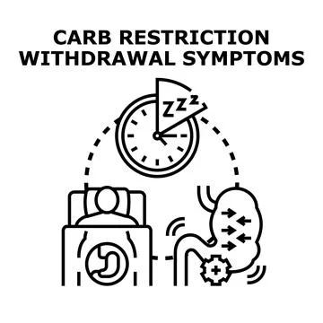 Carb restriction withdrawal symptoms causing sleep and digestive issues Stock Illustration
