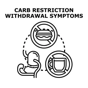 Carb restriction withdrawal symptoms causing stomach pain Stock Illustration
