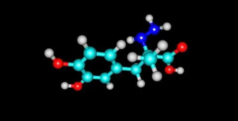 Carbidopa molecular structure isolated on black Stock Illustration