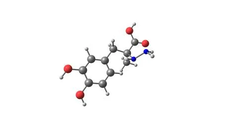 Carbidopa molecular structure isolated on white Stock Illustration