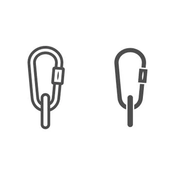 Carbine line and solid icon, World snowboard day concept, Hiking carabiner sign Stock Illustration