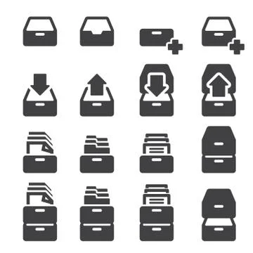 Carbinet icon set Stock Illustration