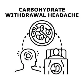 Carbohydrate withdrawal headache causing physical discomfort and illness Stock Illustration