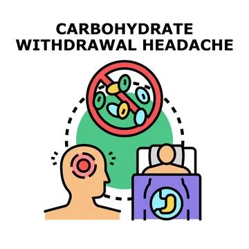 Carbohydrate withdrawal headache causing physical discomfort and illness Stock Illustration