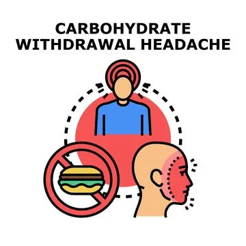 Carbohydrate withdrawal headache concept representing dietary change pain Stock Illustration