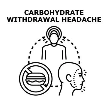 Carbohydrate withdrawal headache concept representing dietary change pain Stock Illustration