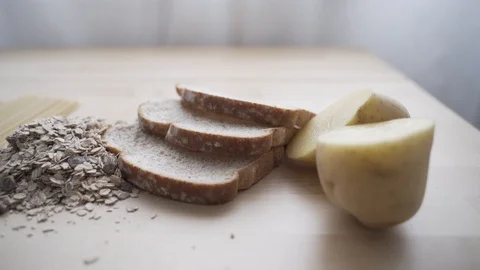 Carbohydrates Table Tracking 4k Shot Stock Footage 99992379