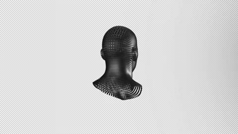Carbon block particles forming human head, illustrating Artificial Intelligence Stock Footage 326623758