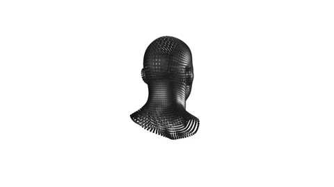 Carbon block particles human head, illustrating Artificial Intelligence, against Stock Footage 333133987