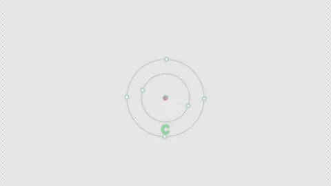 Carbon C Bohr Atom Model Clean No Text Animation Video Overlay Alpha 4K Stock-Footage 339371675