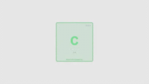 Carbon C Periodic Table Element Tile Labeled Animation Video Overlay Alpha 4K Видео 339371672