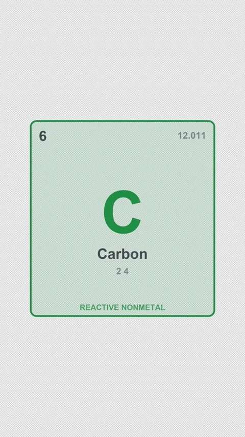 Carbon C Periodic Table Element Tile Labeled Alpha 4K Vertical 9x16 Light Vídeos de archivo 339505881