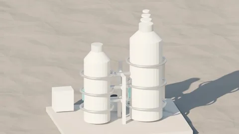 Carbon capture amine absorber tower plant rotating loop Stock-Footage 342706498