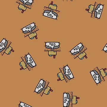 Carbon capture environmental vector seamless pattern Illustrazione stock