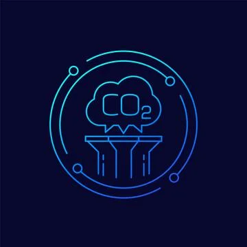 Carbon capture icon, linear design Stock Illustration