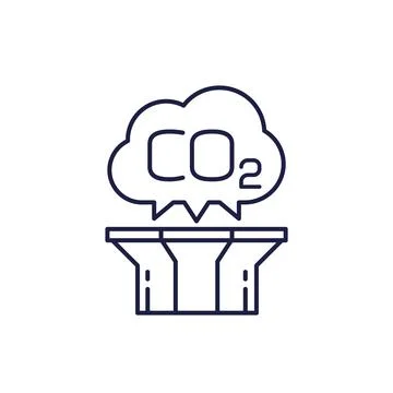 Carbon capture line icon on white Stock Illustration