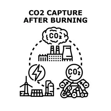 Carbon capture process after burning energy generation Stock Illustration