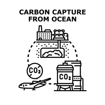 Carbon capture process from ocean water illustration Illustration