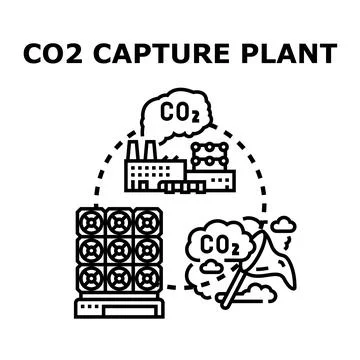 Carbon capture process reducing atmospheric emissions concept Stock Illustration