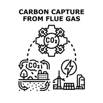 Carbon capture process reducing co2 flue gas environmental impact Stock Illustration