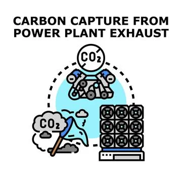 Carbon capture process reducing industrial exhaust emissions Stock Illustration