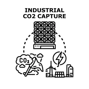 Carbon capture process reducing industrial co2 emissions Stock Illustration