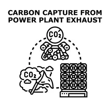Carbon capture process reducing industrial exhaust emissions Stock Illustration