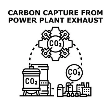 Carbon capture process reducing industrial emissions vector Stock Illustration
