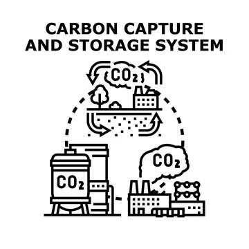 Carbon capture storage system preventing environmental pollution Stock Illustration