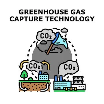 Carbon capture technology reducing greenhouse gas emissions Stock Illustration