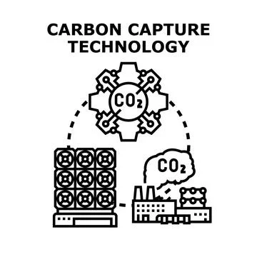 Carbon capture technology reducing harmful co2 emissions Stock Illustration