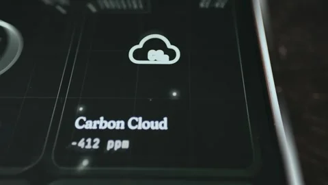 Carbon Cloud metric with a reading of minus 412 ppm Stock Footage 335921327