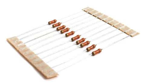 Carbon composition resistors - electronic component on white background Stock Photos
