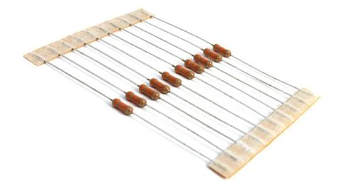 Carbon composition resistors - electronic component on white background Stock Photos