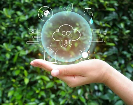 Carbon credits, Net zero, global warming concept. Stock Photos