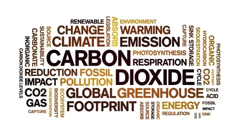 Carbon Dioxide animated word cloud,animation kinetic typography seamless loop. Stock Footage 312921236