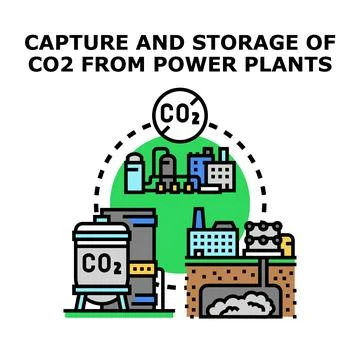 Carbon dioxide capture and storage from power plants Stock Illustration