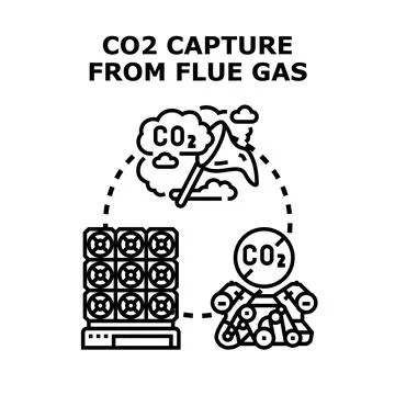 Carbon dioxide capture process from industrial flue gas Stock Illustration