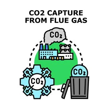 Carbon dioxide capture process from industrial emissions protecting environme Stock Illustration