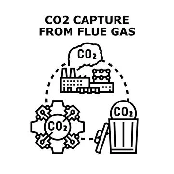 Carbon dioxide capture process from industrial emissions protecting environme Stock Illustration