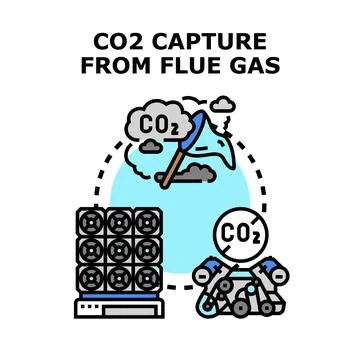 Carbon dioxide capture process from industrial flue gas Stock Illustration