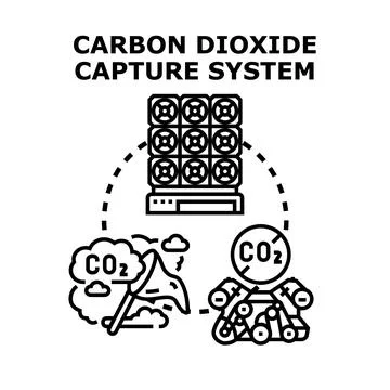 Carbon dioxide capture system removing atmospheric pollution Stock Illustration