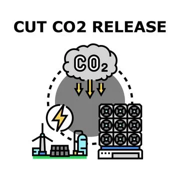 Carbon dioxide capture technology decreasing global emissions Stock Illustration
