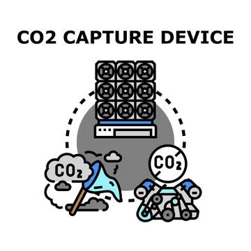 Carbon dioxide capture technology device purifying air Stock Illustration