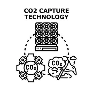 Carbon dioxide capture technology for environmental protection Stock Illustration