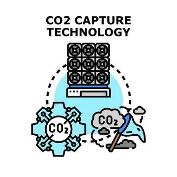 Carbon dioxide capture technology for environmental protection Stock Illustration