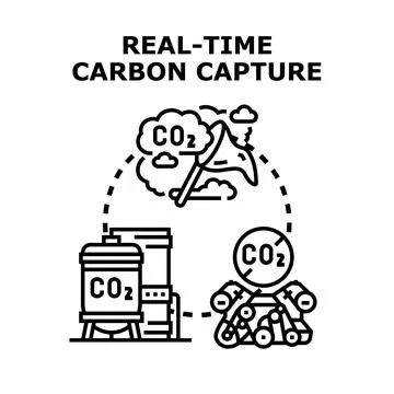 Carbon dioxide capture technology global warming solution Stock Illustration