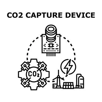 Carbon dioxide capture technology for sustainable environment solution Stock Illustration
